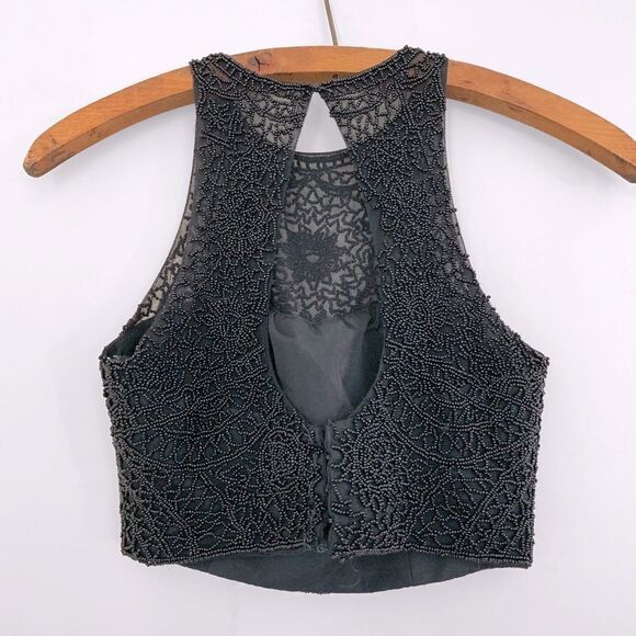Hand Beaded 90’s Halter Neck Crop Top - Picture 3 of 10